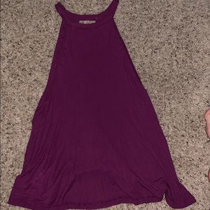 Maroon High neck soft flowy tank
